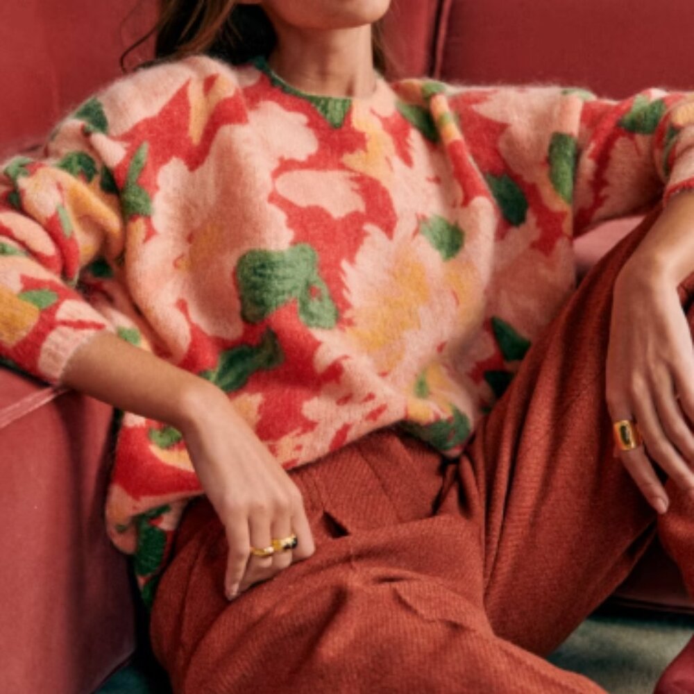 Sèzane | May Jumper Sweater in Orange Floral